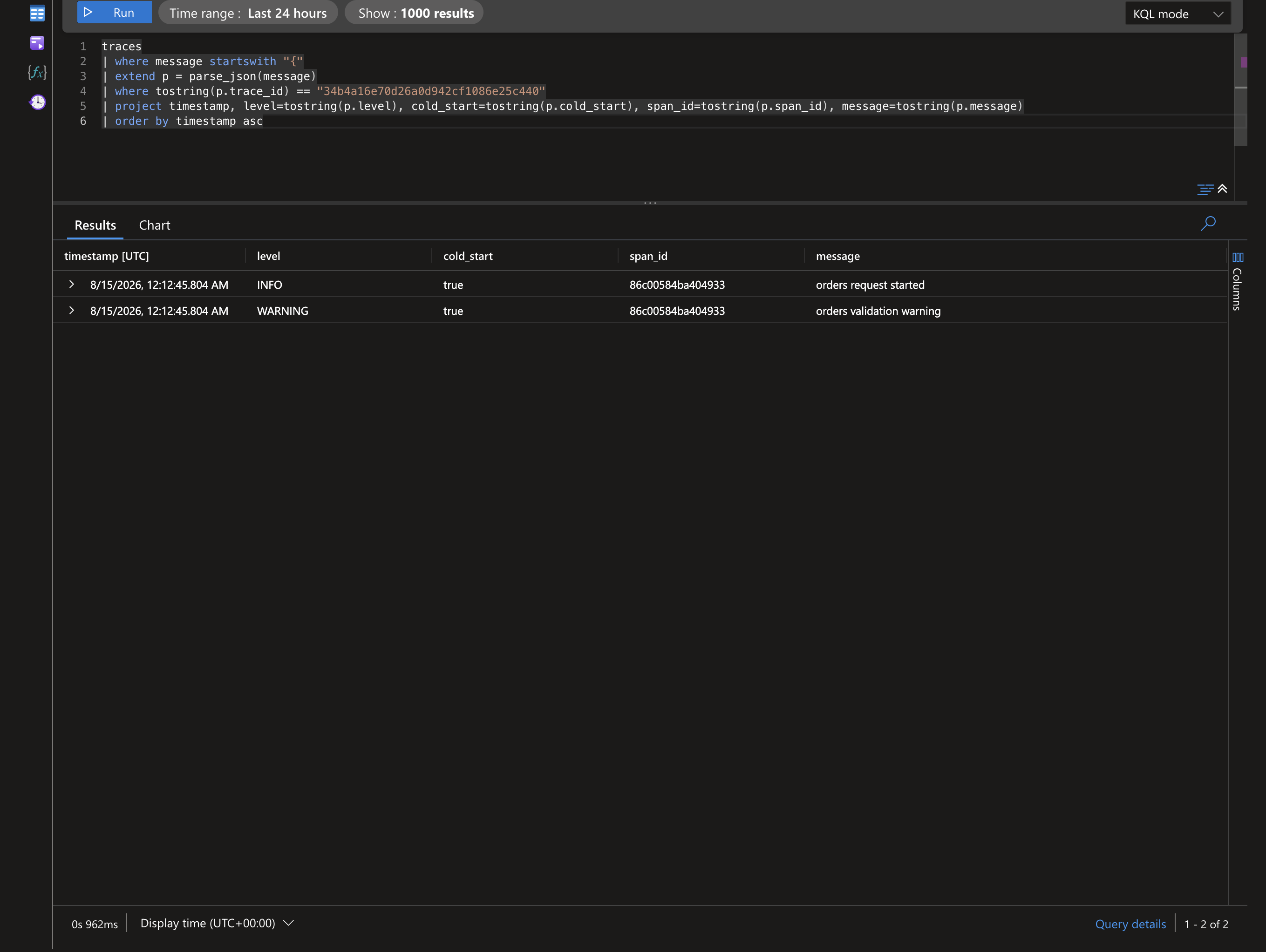 App Insights Transaction Search