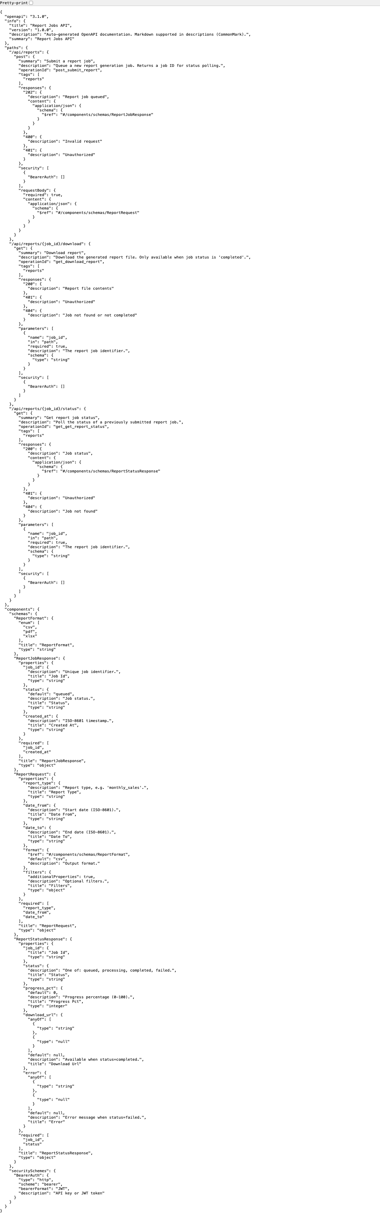 OpenAPI JSON document served at /api/openapi.json