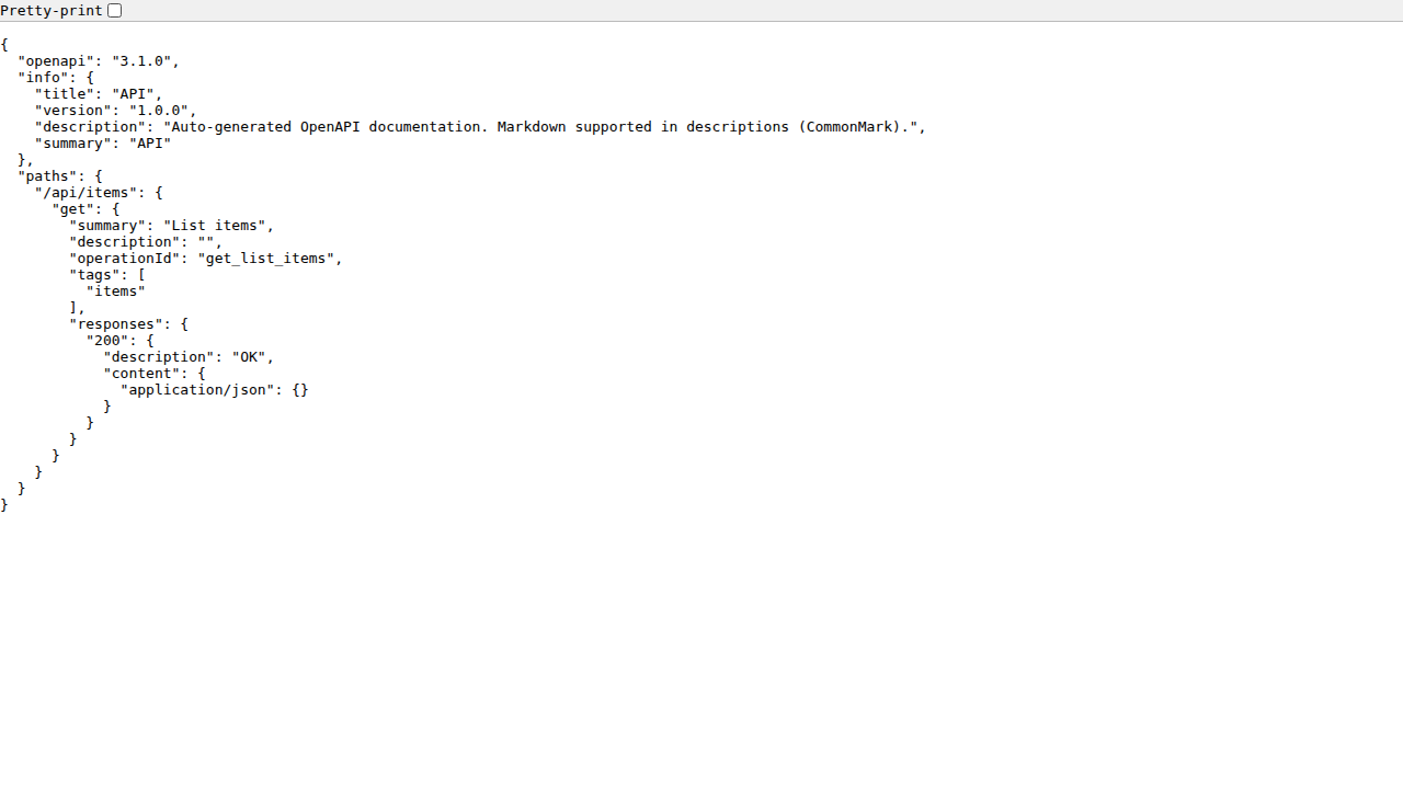 OpenAPI 3.1 document served at /api/openapi.json from the same deployment